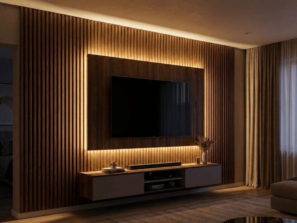 gambar wall panel LED untuk backdrop TV