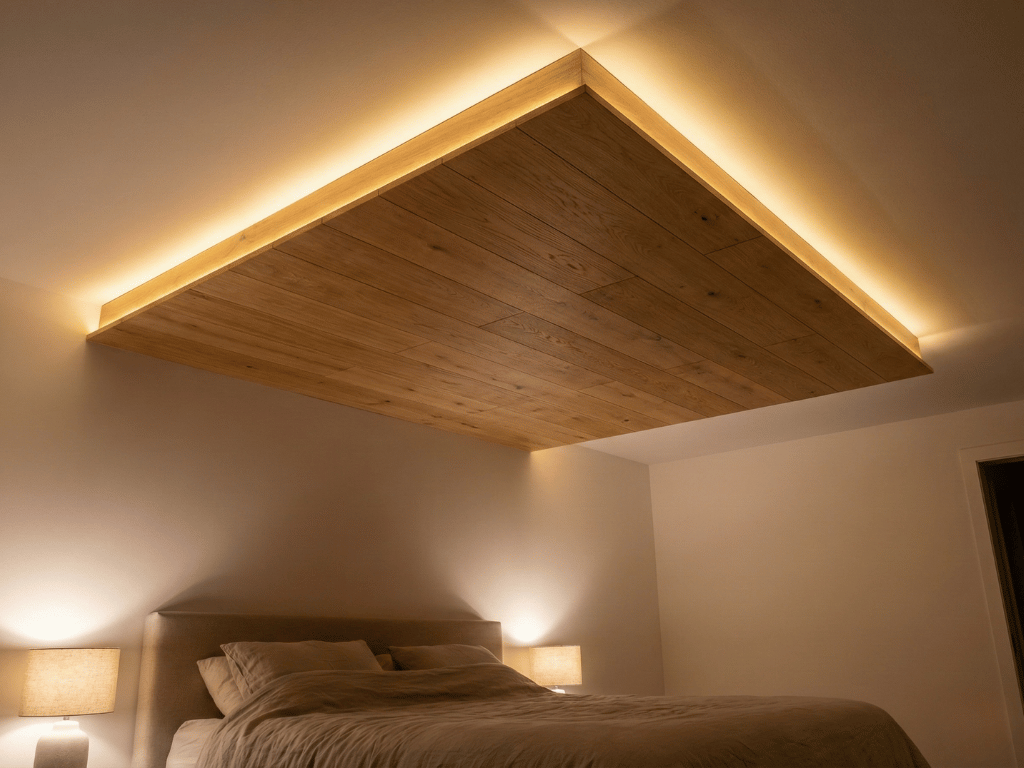 kombinasi lampu LED dan plafon