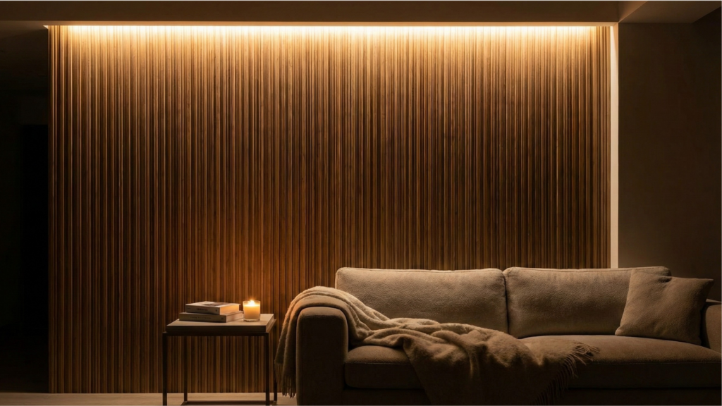 wallpanel kayu warna gelap LED DR.HOUZ