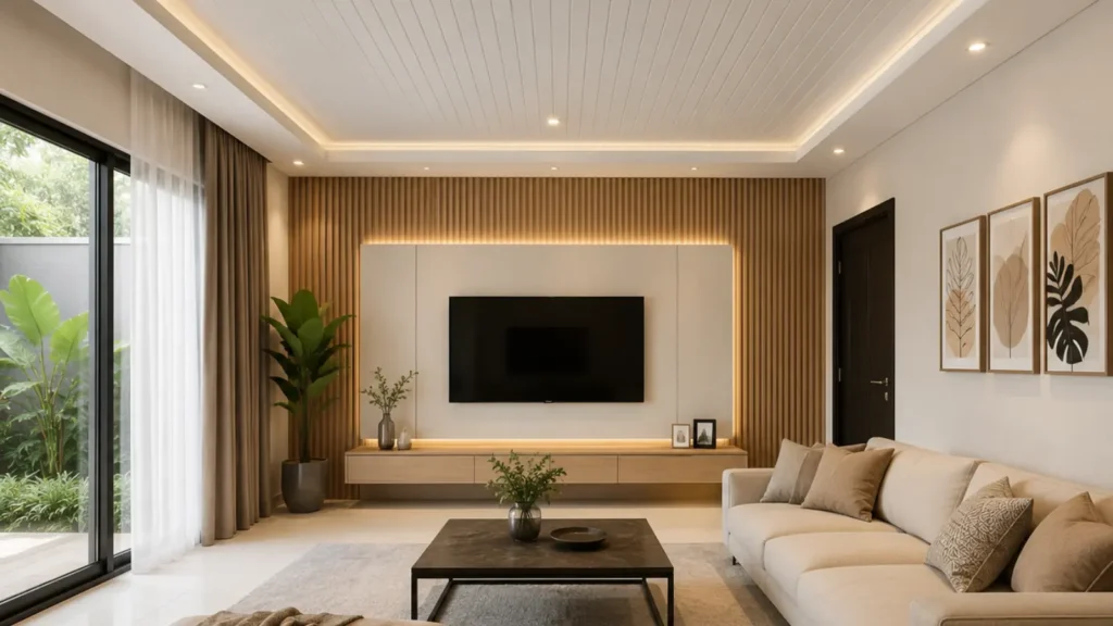Pemakaian Plafon UPVC di Ruang TV