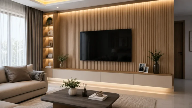 Ruang keluarga yang menggunakan Wall Panel UPVC