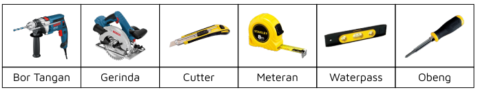 persiapan alat untuk instalasi plafon