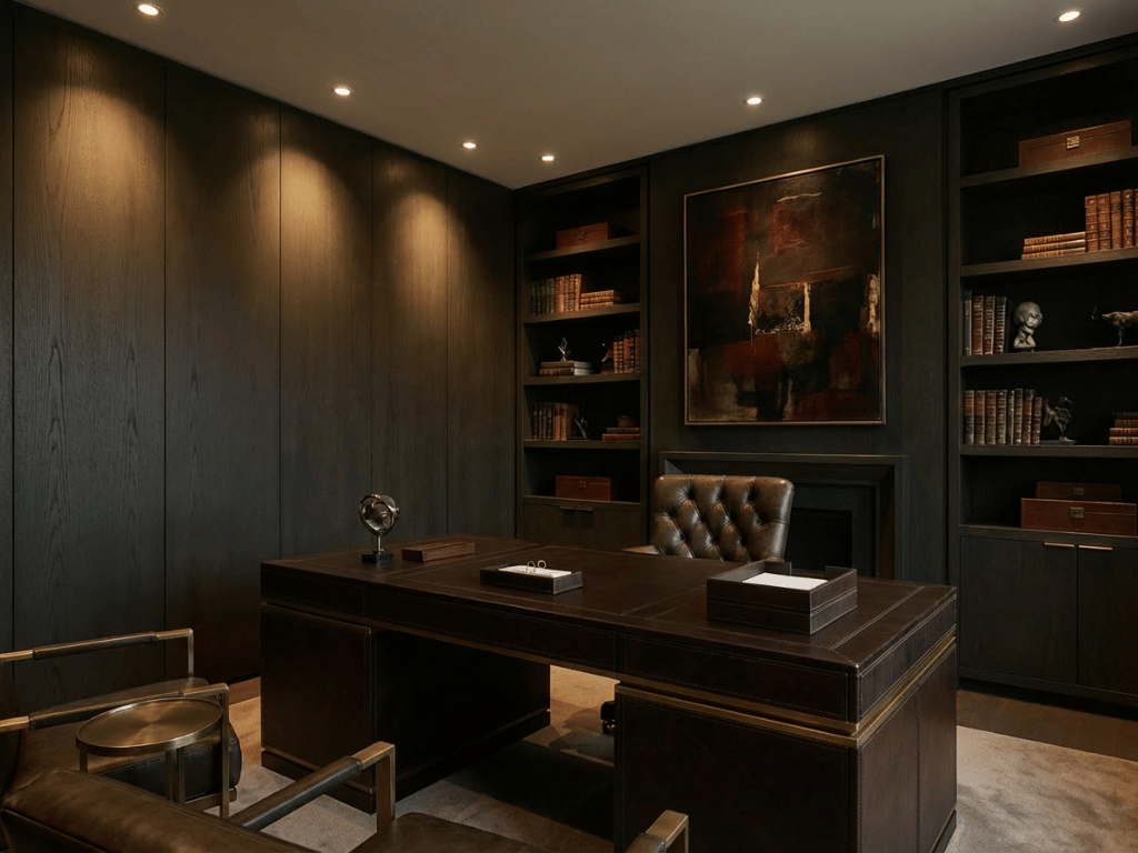 interior rumah old money dengan nuansa gelap