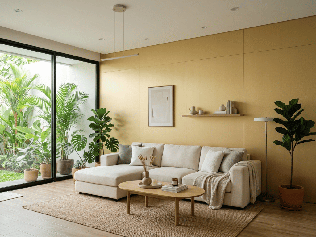 tren interior rumah 2026 dengan wallboard warna gold