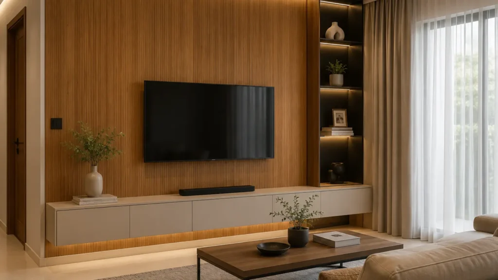 Ruang Tv dengan Wall Panel