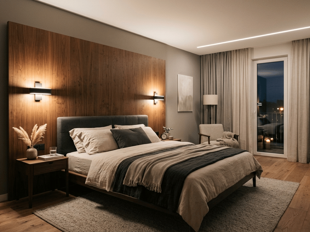 pencahayaan kamar tidur dengan wall lamp