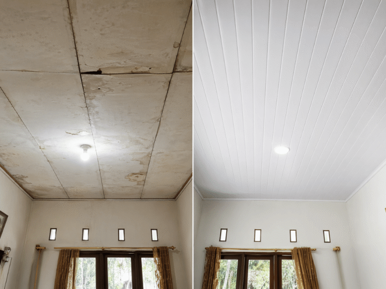 before after renovasi plafon rumah lama