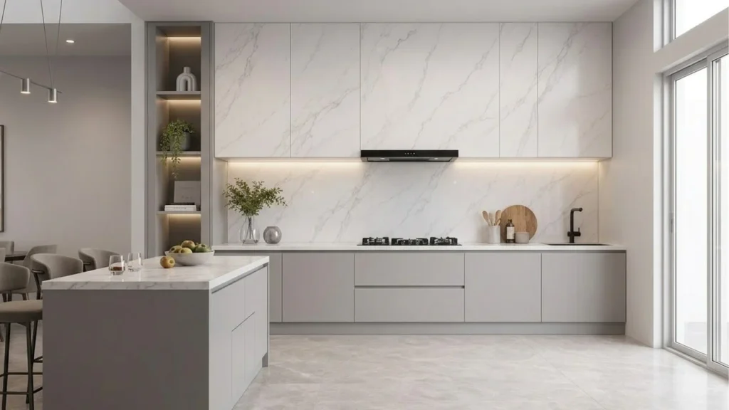 Dapur Motif Marmer untuk Kesan Elegan
