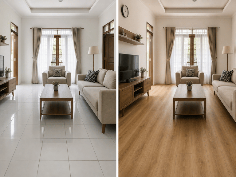 Rumah dengan Lantai Motif Kayu