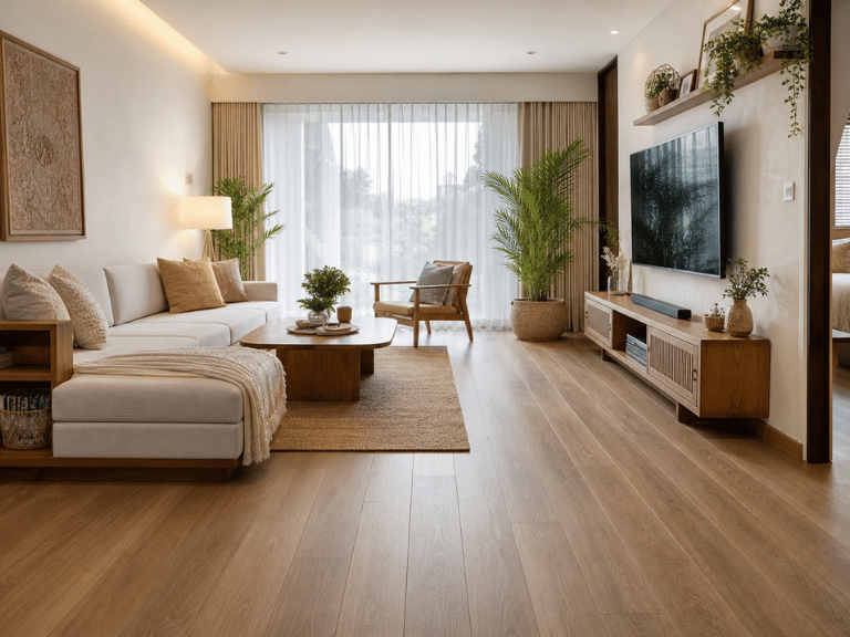 Rumah dengan Lantai Motif Kayu