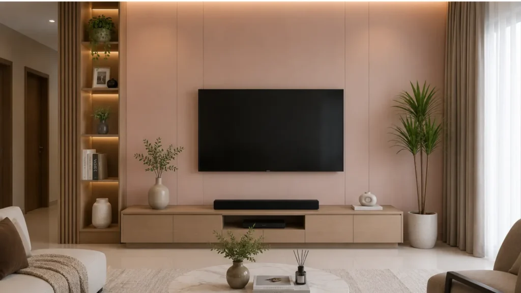 Pengguaan Charcoal Foam Board di ruang tv