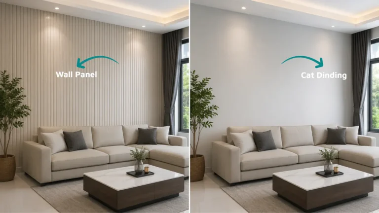 Ruangan yang memakai wall panel atau cat dinding