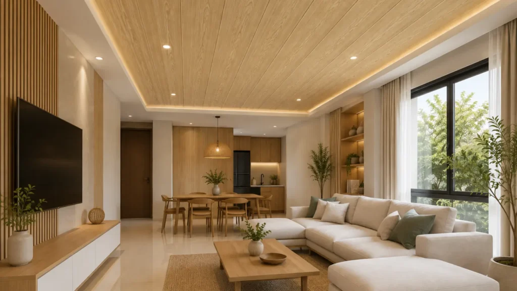 Ruangan dengan plafon berbahan UPVC
