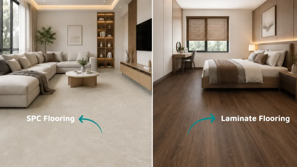 SPC flooring atau laminate flooring