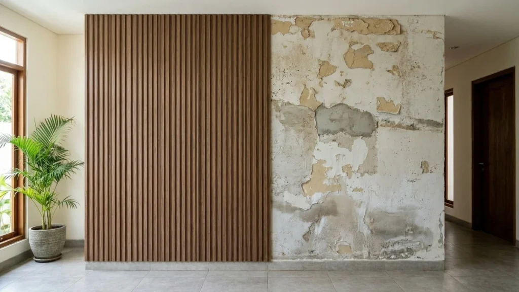 Pemakaian wall panel di dinding 