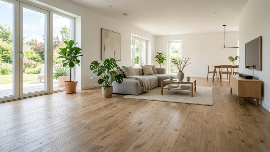 Penggunaan SPC flooring pada ruang keluarga