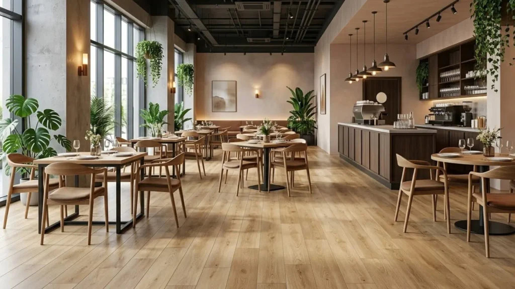 kafe dengan SPC flooring