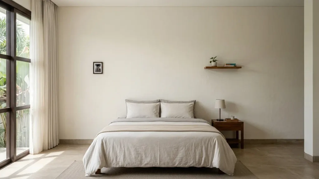 kamar tidur tanpa dekorasi dinding
