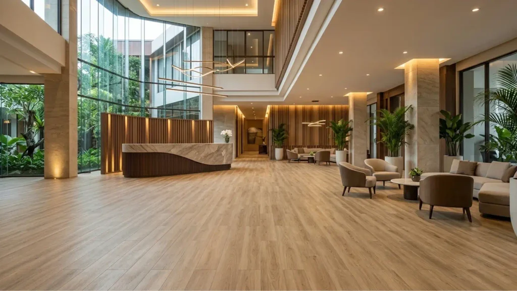 lobby hotel dengan SPC flooring