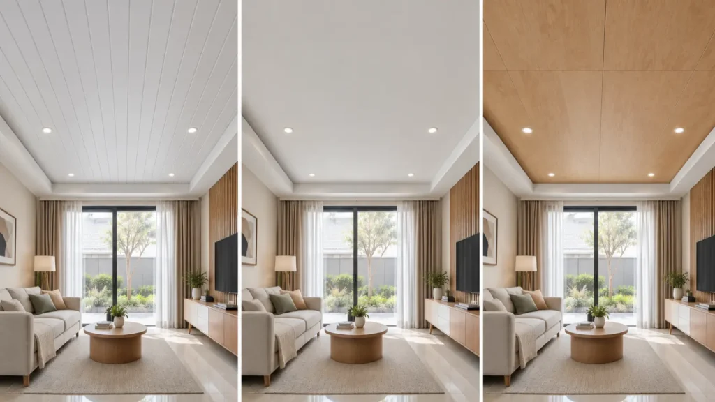 Perbedaan Plafon UPVC vs Gypsum vs Triplek
