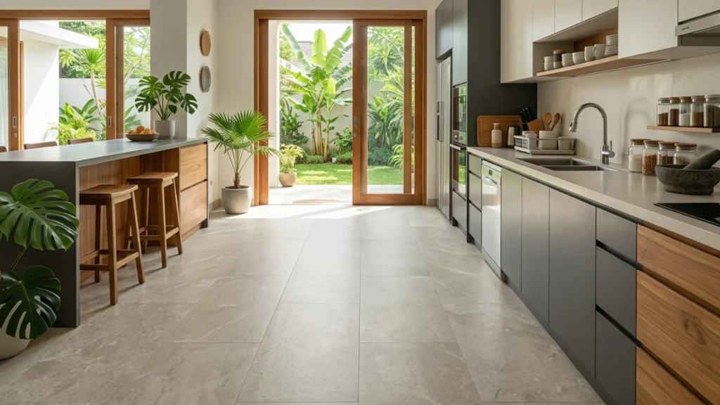dapur dengan SPC flooring