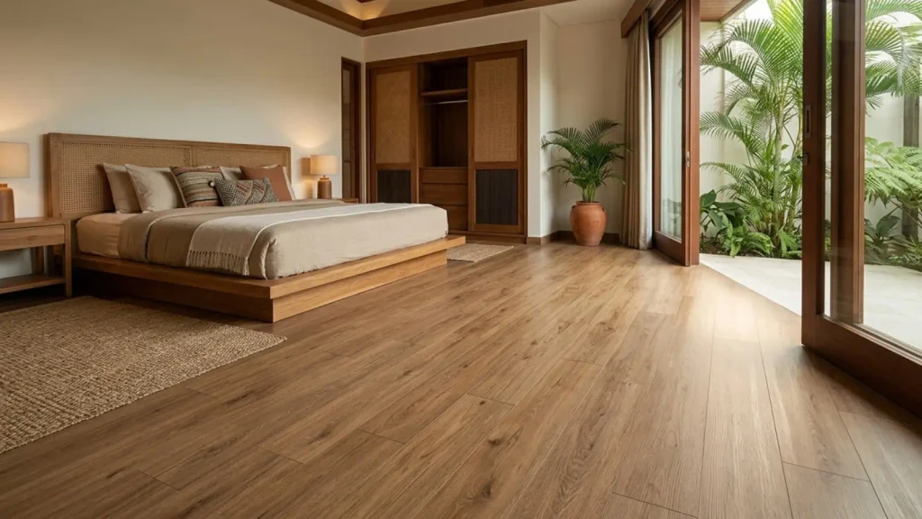kamar tidur dengan SPC flooring