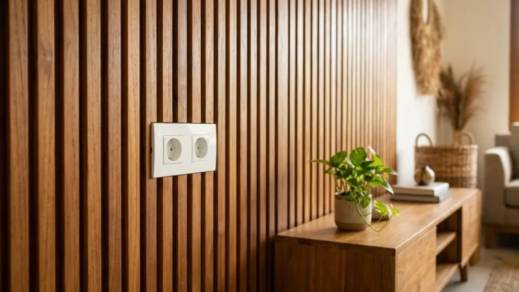 wall panel di dekat stopkontak